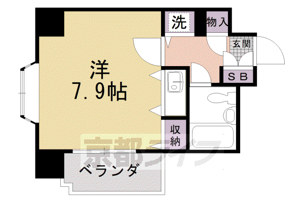 阪急電鉄京都線 大宮駅(京都) 徒歩9分 7階建 築37年(1K/5階)の間取り写真