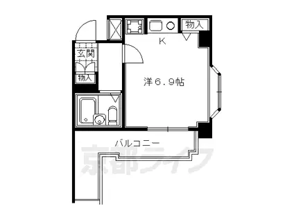 阪急電鉄京都線 大宮駅(京都) 徒歩9分 7階建 築37年(1K/4階)の間取り写真