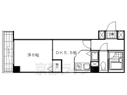 京都市烏丸線 四条駅(京都市営) 徒歩5分 5階建 築36年(1DK/2階)の間取り写真