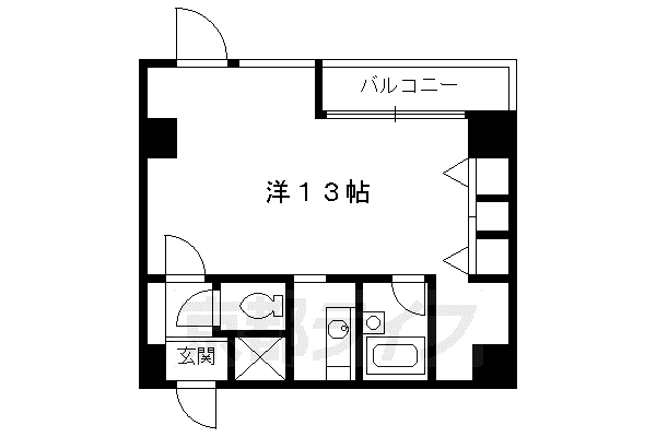 京都市烏丸線 烏丸御池駅 徒歩5分 11階建 築38年(1K/7階)の間取り写真