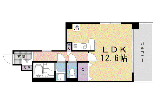 京都市東西線 京都市役所前駅 徒歩5分 6階建 築33年(ワンルーム/2階)の間取り写真