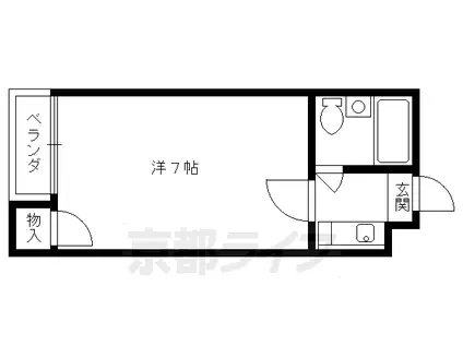 ヒューマンハイツ御室(1K/2階)の間取り写真