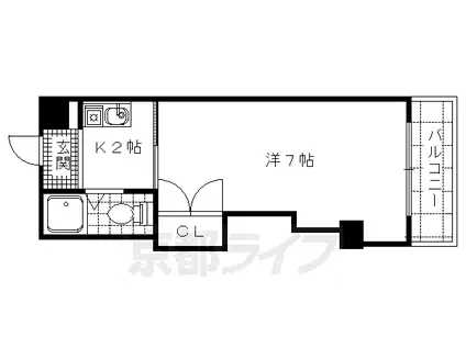 京福北野線 北野白梅町駅 徒歩12分 4階建 築36年(1K/4階)の間取り写真