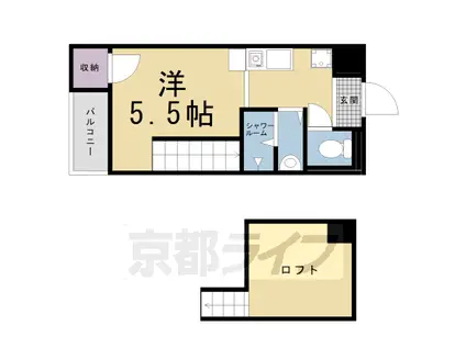 ヒューマンハイツ御室(1K/4階)の間取り写真