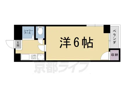 京福北野線 北野白梅町駅 徒歩12分 4階建 築36年(1K/3階)の間取り写真