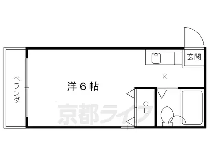阪急電鉄京都線 西京極駅 徒歩1分 4階建 築37年(ワンルーム/1階)の間取り写真
