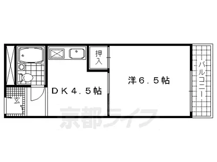 梅津シティーハウスⅠ(1DK/3階)の間取り写真