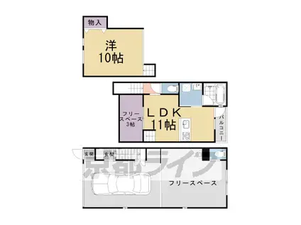 叡山電鉄 元田中駅 徒歩7分 2階建 築3年(1SLDK/1階)の間取り写真