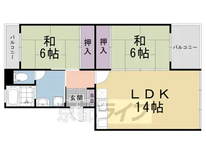 嵐山ロイアルハイツ(2LDK/3階)の間取り写真