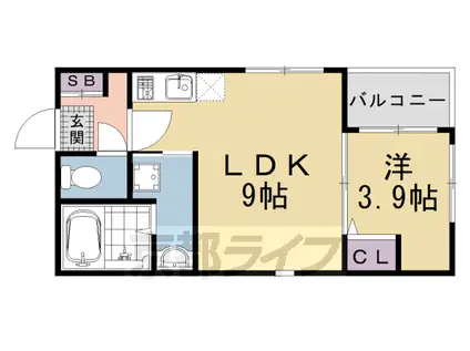 山陰本線 花園駅(京都) 徒歩10分 3階建 築1年(1LDK/3階)の間取り写真
