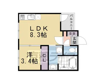 山陰本線 花園駅(京都) 徒歩10分 3階建 築1年(1LDK/3階)の間取り写真