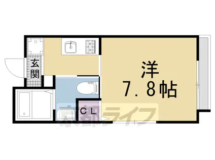 叡山電鉄 元田中駅 徒歩4分 4階建 築3年(1K/1階)の間取り写真