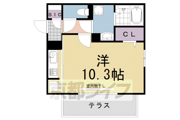 阪急電鉄京都線 桂駅 徒歩2分 3階建 築4年(ワンルーム/3階)の間取り写真