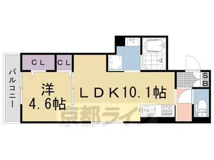 東海道本線 向日町駅 徒歩9分 3階建 築4年(1LDK/2階)の間取り写真
