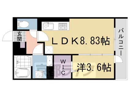 近鉄京都線 小倉駅(京都) 徒歩13分 3階建 築4年(1LDK/3階)の間取り写真
