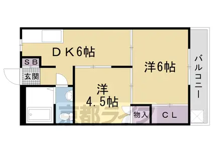 嵯峨野マンション(2DK/3階)の間取り写真