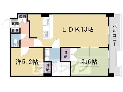 阪急電鉄京都線 西院駅(阪急) 徒歩5分 5階建 築35年(2LDK/2階)の間取り写真