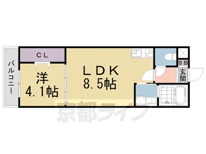 京都市東西線 東野駅(京都) 徒歩10分 3階建 築4年(1LDK/1階)の間取り写真