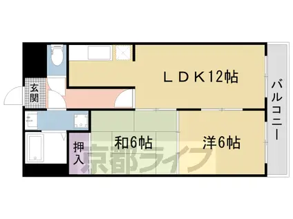 阪急電鉄京都線 西京極駅 徒歩13分 6階建 築38年(2LDK/3階)の間取り写真