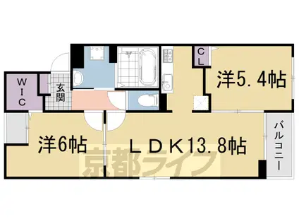 近鉄京都線 伊勢田駅 徒歩33分 3階建 築3年(2LDK/3階)の間取り写真