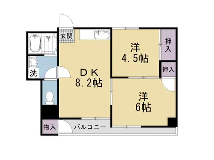 阪急電鉄京都線 西院駅(阪急) 徒歩10分 8階建 築47年(2DK/1階)の間取り写真