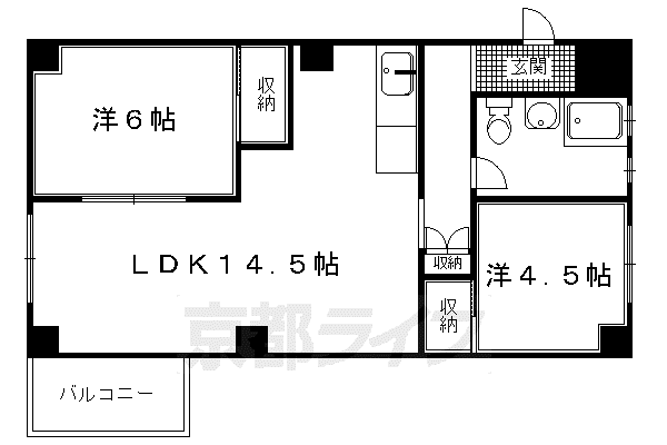 シーズン嵐山(2LDK/4階)の間取り写真