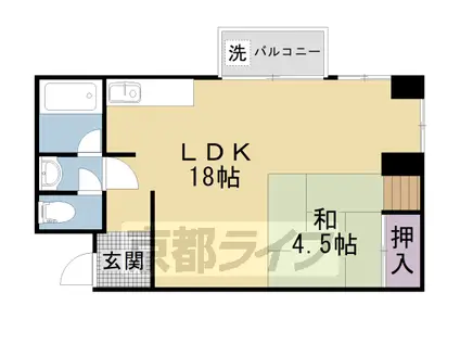 山陰本線 嵯峨嵐山駅 徒歩9分 8階建 築50年(1LDK/2階)の間取り写真