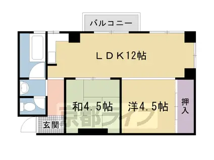 山陰本線 嵯峨嵐山駅 徒歩9分 8階建 築51年(2LDK/3階)の間取り写真