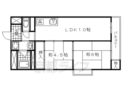 山陰本線 嵯峨嵐山駅 徒歩6分 7階建 築53年(2LDK/3階)の間取り写真