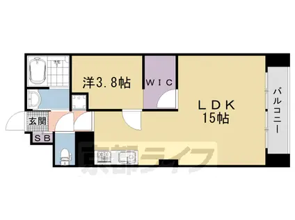 嵯峨天龍寺ハイツ(1LDK/4階)の間取り写真