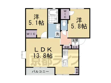 阪急電鉄京都線 西京極駅 徒歩13分 2階建 築34年(2LDK/1階)の間取り写真