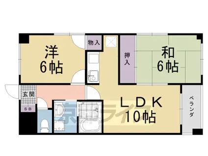 阪急電鉄京都線 西京極駅 徒歩4分 4階建 築37年(2LDK/3階)の間取り写真
