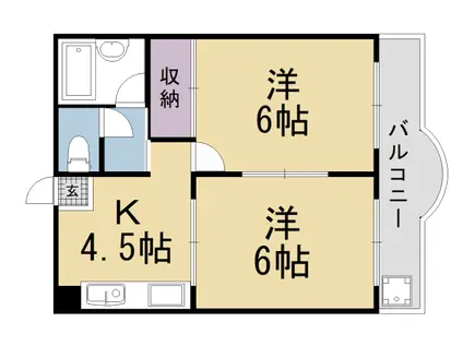 エスポワール雅(2DK/4階)の間取り写真