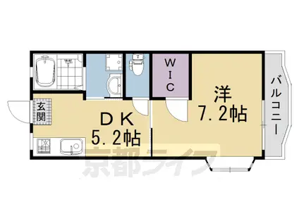 山陰本線 花園駅(京都) 徒歩7分 2階建 築46年(1DK/2階)の間取り写真