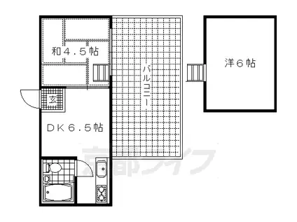 山陰本線 太秦駅(ＪＲ) 徒歩14分 4階建 築43年(2DK/4階)の間取り写真