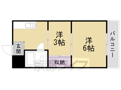 山陰本線 太秦駅(ＪＲ) 徒歩14分 4階建 築43年(2K/3階)の間取り写真