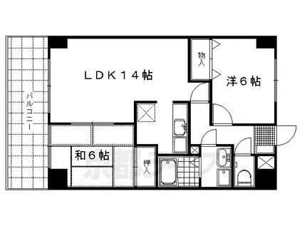 京都市東西線 太秦天神川駅 徒歩20分 7階建 築37年(2LDK/7階)の間取り写真