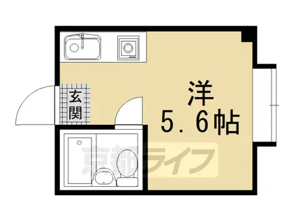 阪急電鉄京都線 西院駅(阪急) 徒歩7分 5階建 築41年(1K/4階)の間取り写真