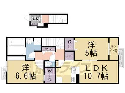 京都市烏丸線 北大路駅 徒歩34分 2階建 築4年(2LDK/2階)の間取り写真