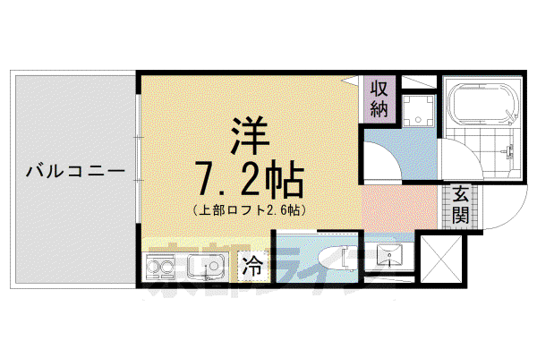京阪電気鉄道京阪線 七条駅 徒歩5分 3階建 築4年(ワンルーム/3階)の間取り写真