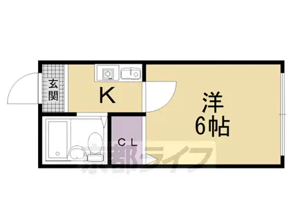 阪急電鉄嵐山線 松尾大社駅 徒歩9分 3階建 築39年(1K/2階)の間取り写真