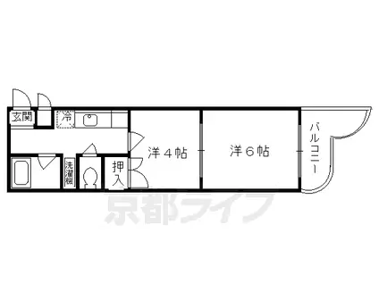 京都市東西線 太秦天神川駅 徒歩7分 6階建 築37年(2K/5階)の間取り写真