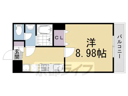 近鉄京都線 伊勢田駅 徒歩3分 3階建 築4年(1K/3階)の間取り写真