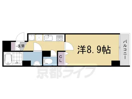 SUMIKARESIDENCE宇治(1K/3階)の間取り写真