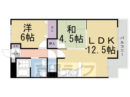 山陰本線 花園駅(京都) 徒歩12分 3階建 築31年(2LDK/3階)の間取り写真
