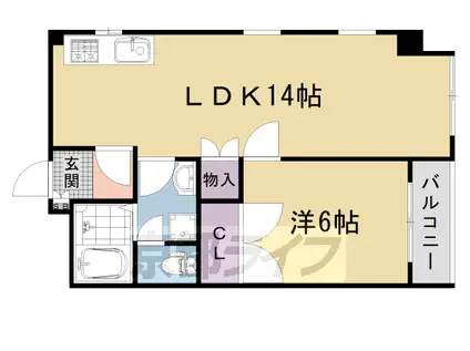 阪急電鉄京都線 西院駅(阪急) 徒歩3分 5階建 築37年(1LDK/4階)の間取り写真
