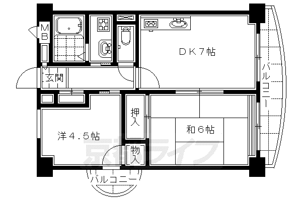 セレクテ西大路(2DK/3階)の間取り写真