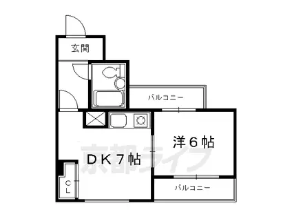 東海道本線 西大路駅 徒歩10分 4階建 築37年(1LDK/4階)の間取り写真