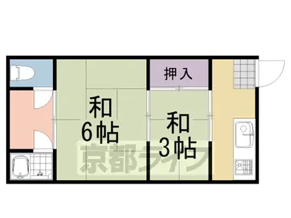 東海道本線 桂川駅(京都) 徒歩10分 3階建 築61年(2K/3階)の間取り写真