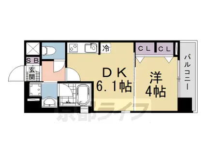 京都市烏丸線 十条駅(京都市営) 徒歩4分 9階建 築3年(1DK/8階)の間取り写真